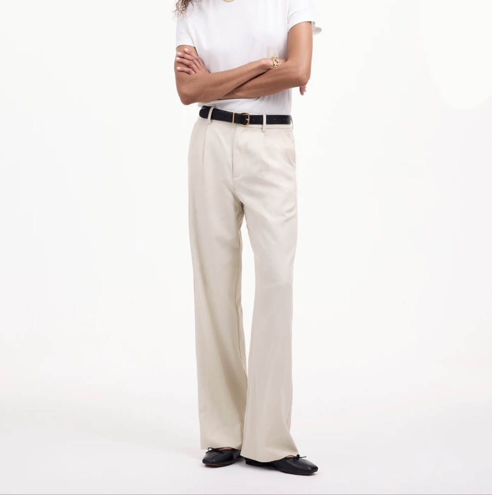 NWT Madewell Slouchy Straight Pants in Drapey Twill, Cream, size 4